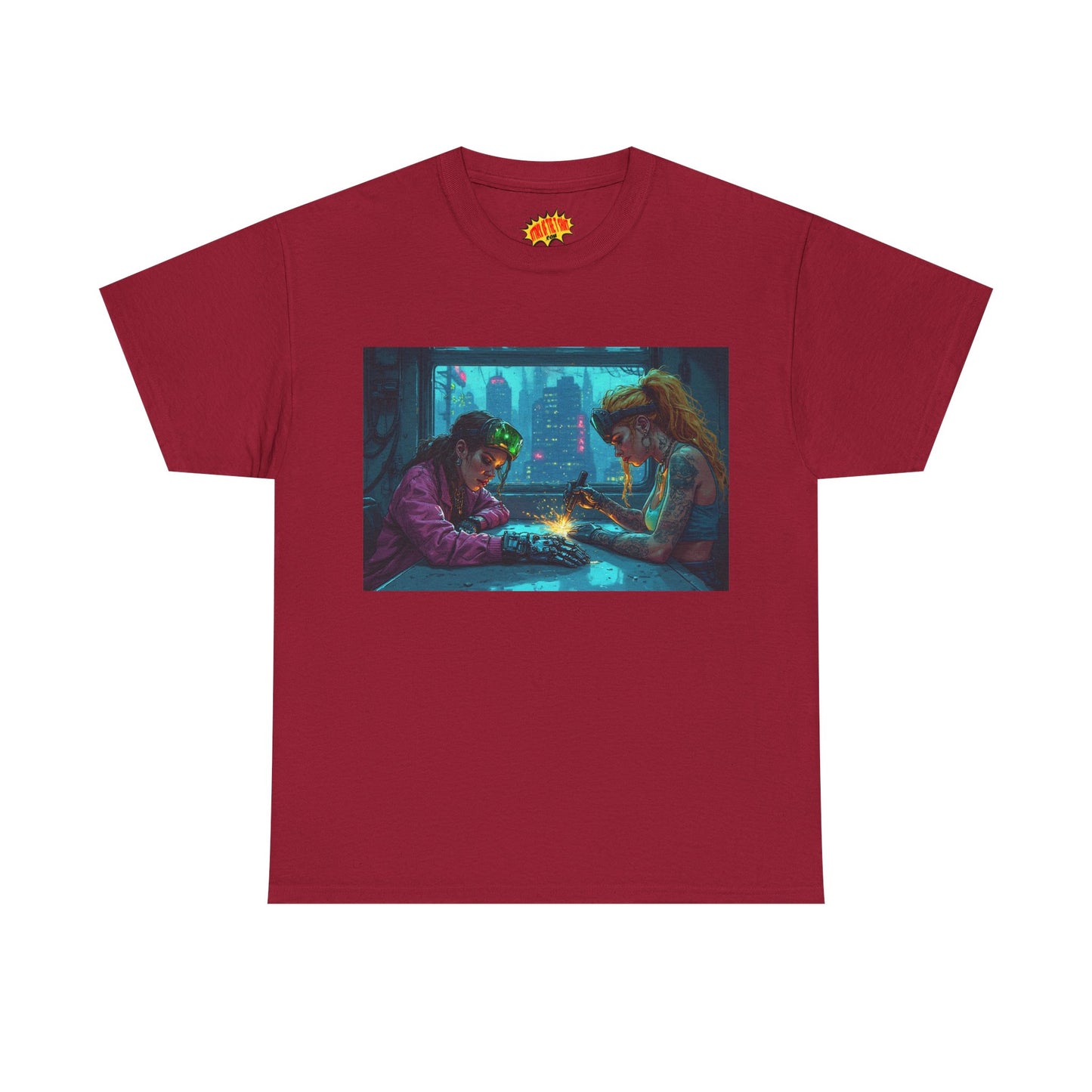 Cyberpunk Ladies Welding Scene T-Shirt *Multiple Colors*