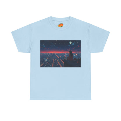 Neon City Anime Night Scene w/Cats T-Shirt