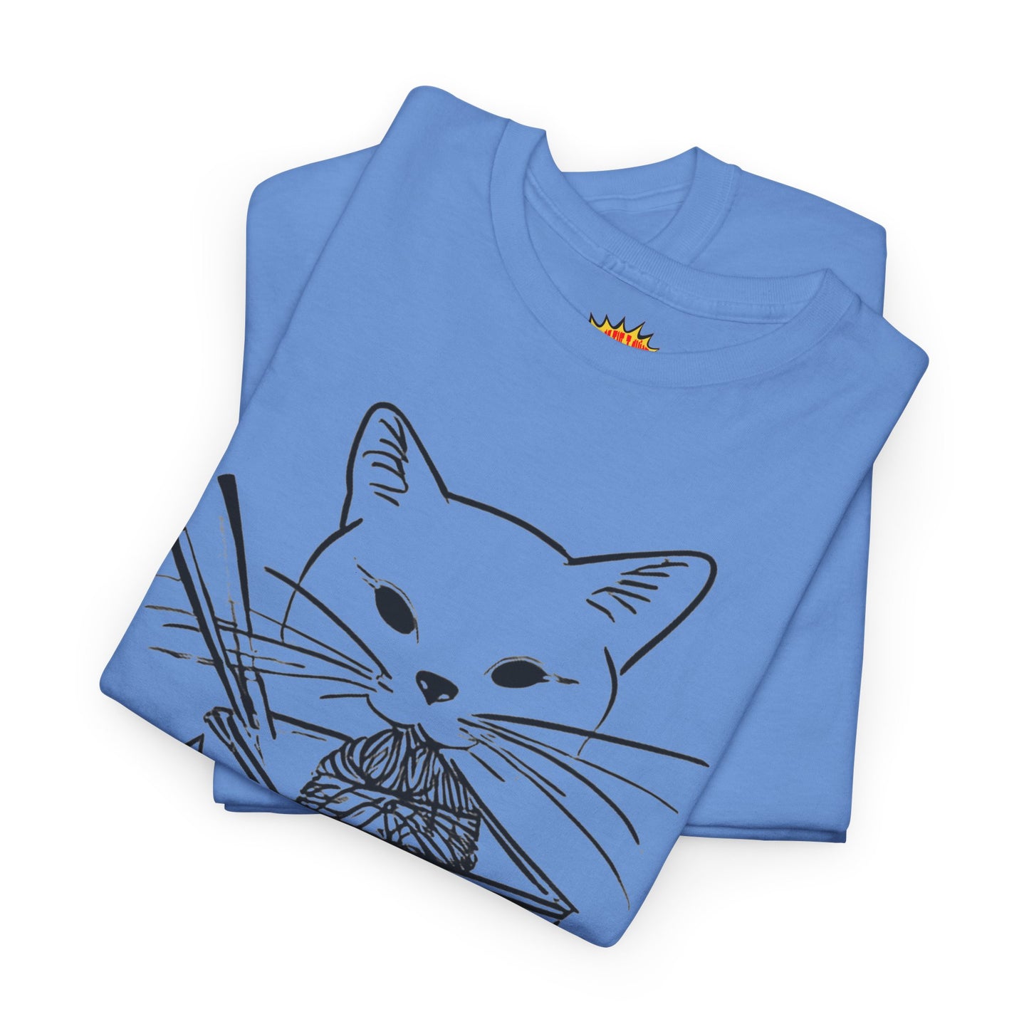 Cat w/Noodles Line Art Drawing Tee Shirt *Multiple Colors*