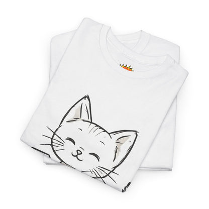 White Cat w/Takeout Yarn Art Tee Shirt