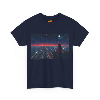 Neon City Anime Night Scene w/Cats T-Shirt