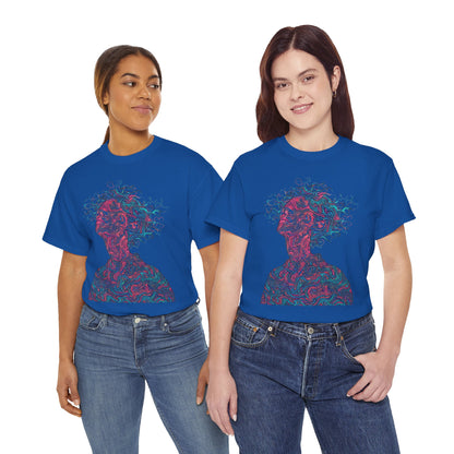 Line Drawing Multicolor Human Graphic Art Tee Shirt