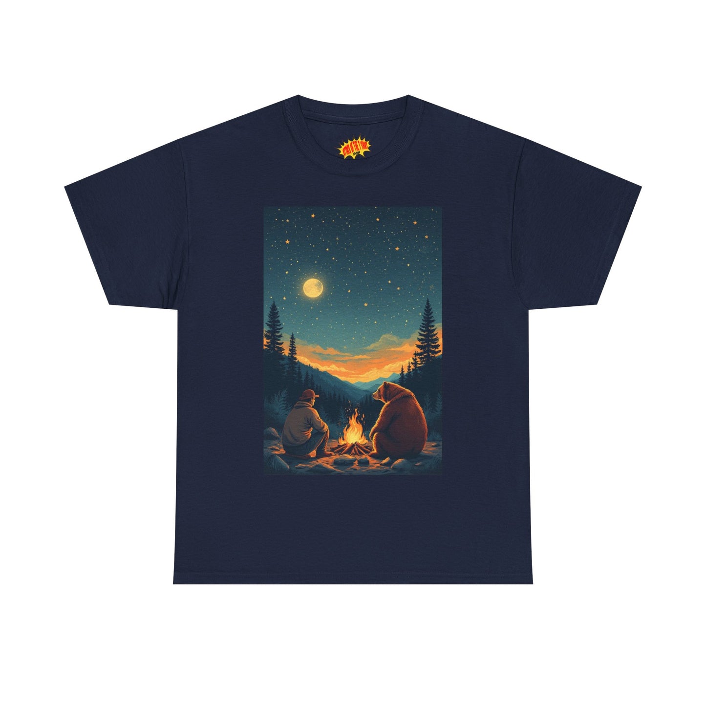 Mountain Man w/ Brown Bear Campfire Scene T-Shirt *Multiple Colors*