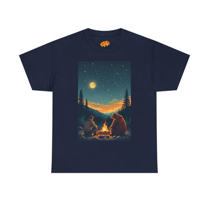 Mountain Man w/ Brown Bear Campfire Scene T-Shirt