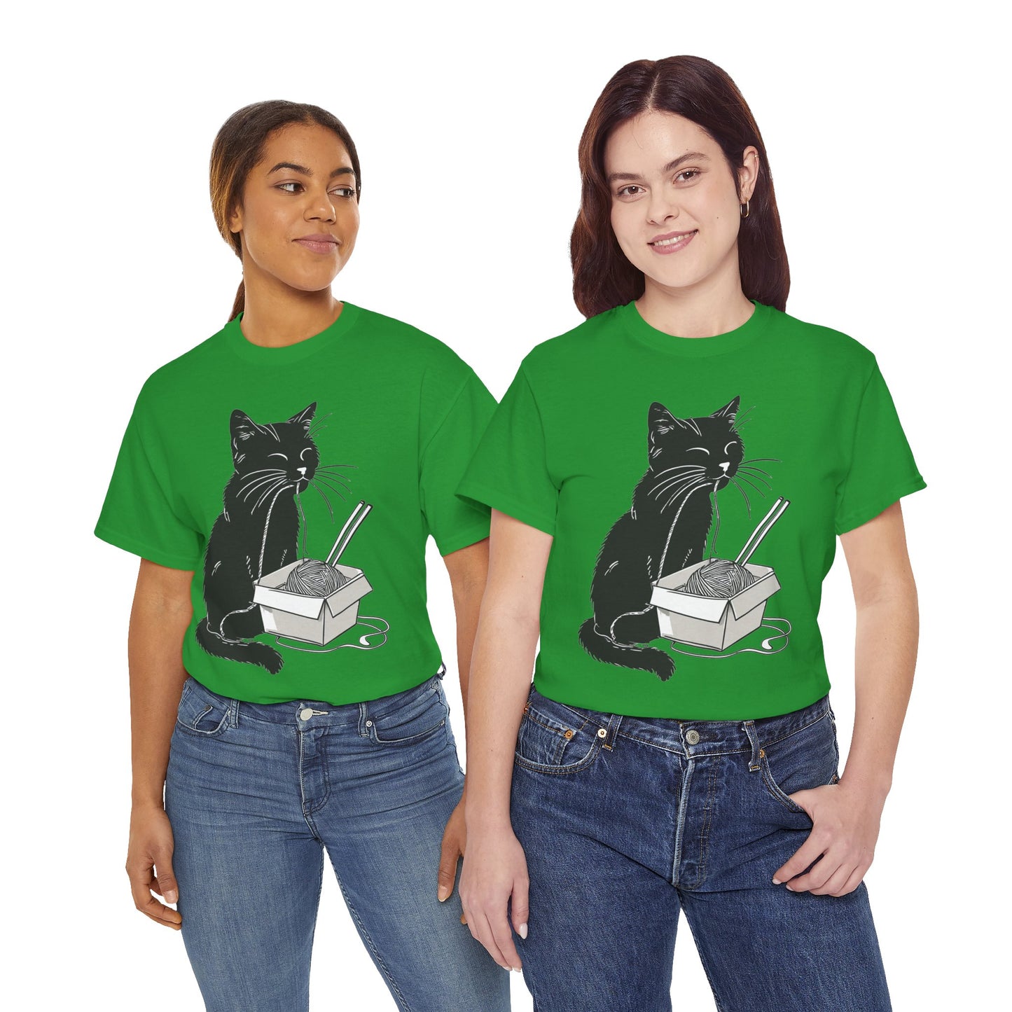 Black Cat w/Noodles Drawing Art Tee Shirt *Multiple Colors*