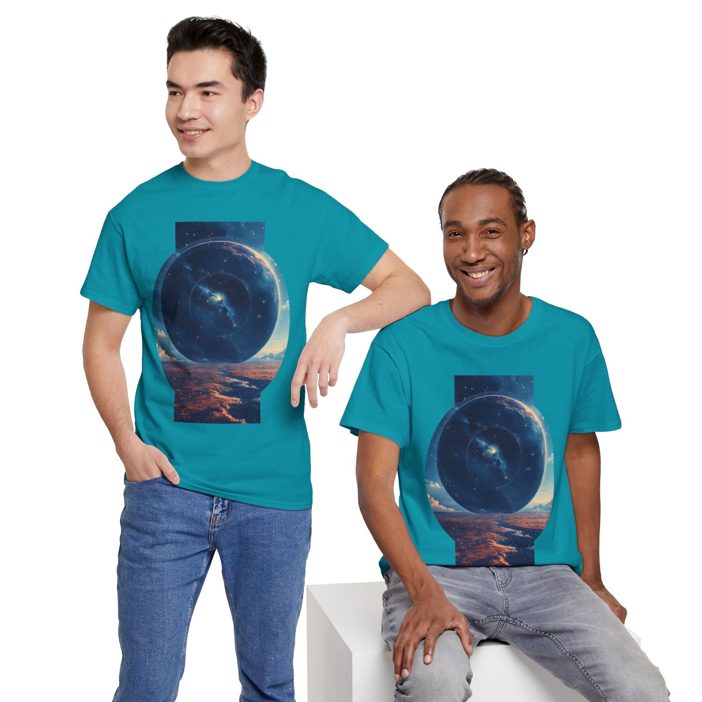 Round Galaxy Space Graphic Art Tee Shirt *Multiple Colors*