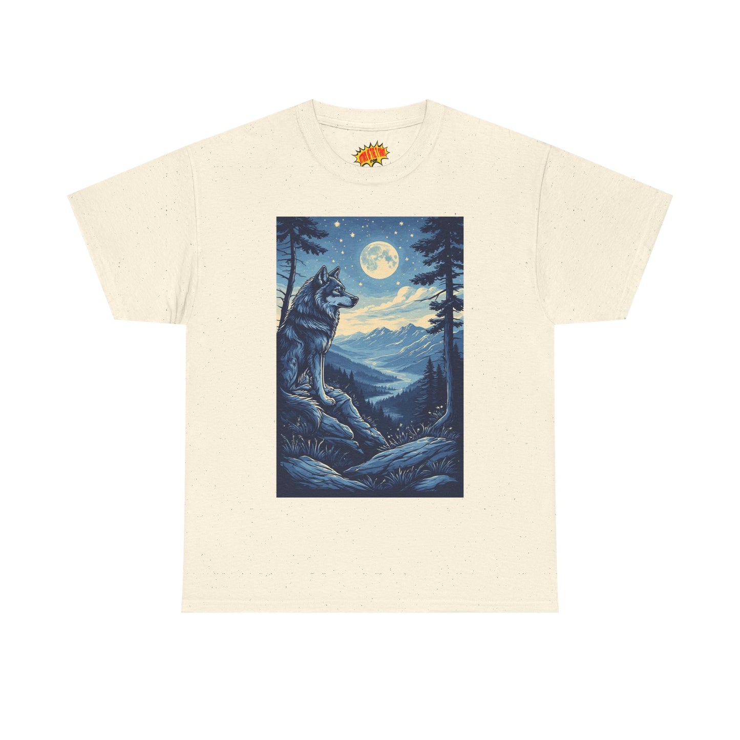 Blue Wolf with Full Moon Scene T-Shirt *Multiple Colors*