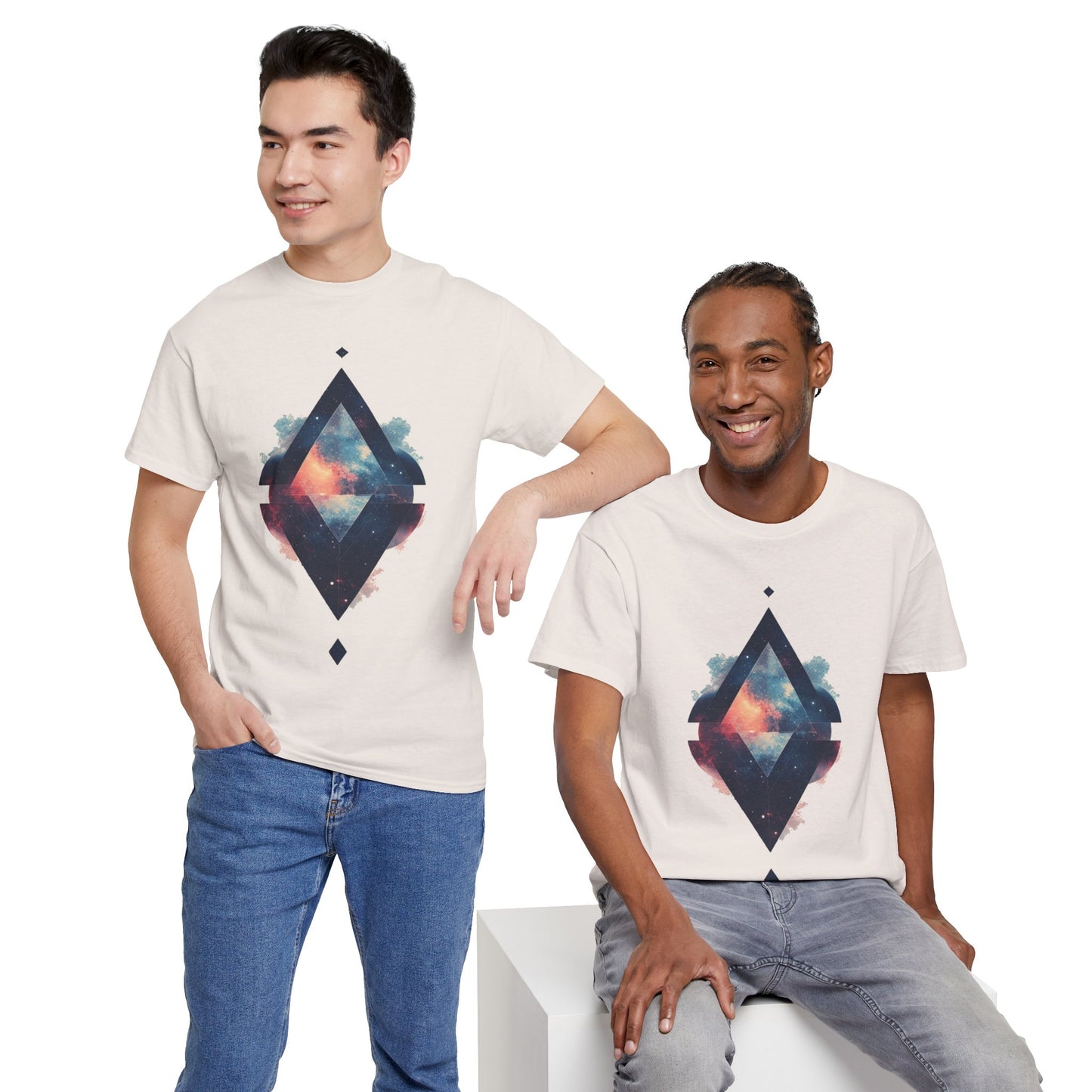 Split Diamond Shape Nebula Graphic Space Art Tee Shirt *Multiple Colors*