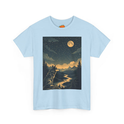 Mountain Wolf with River & Full Moon T-Shirt
