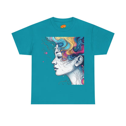 Face w/Color Hair Graphic Art Tee Shirt