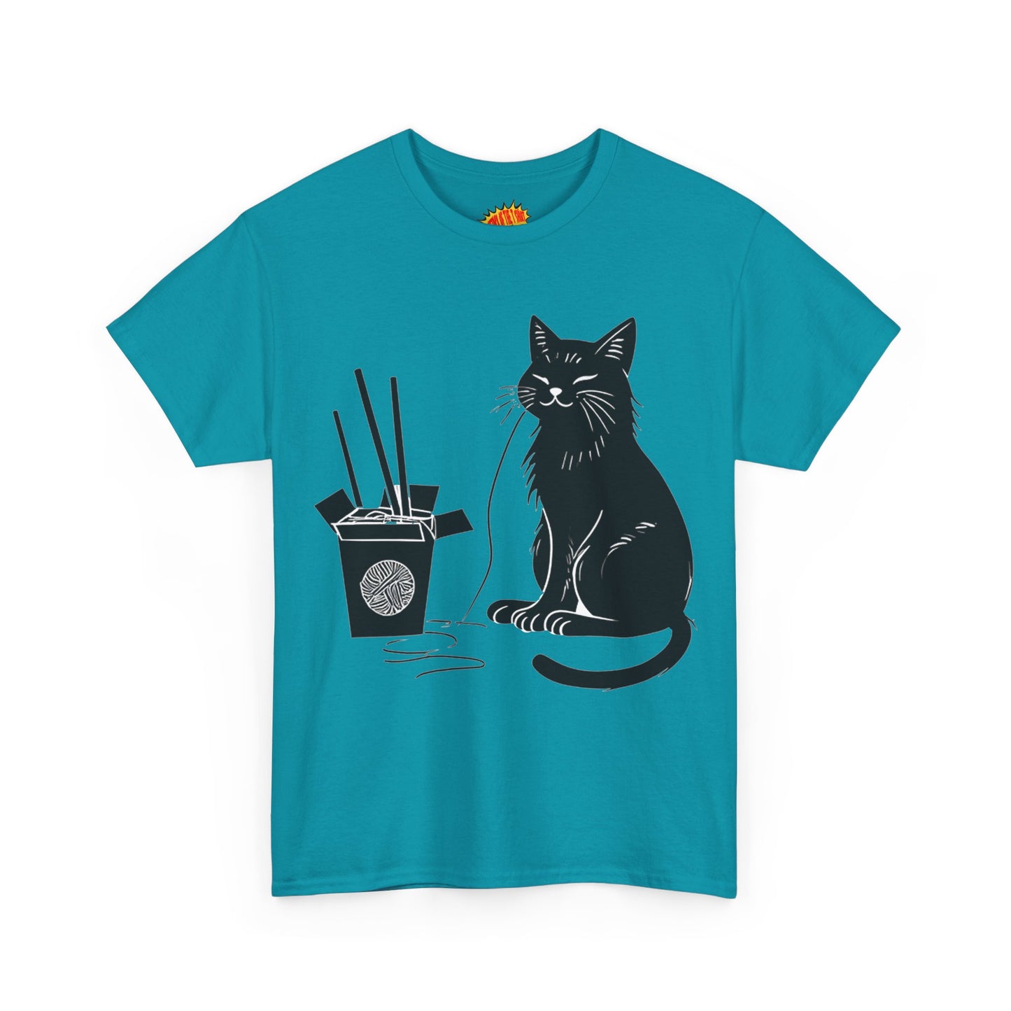Black Cat w/Takeout Yarn Art Tee Shirt *Multiple Colors*