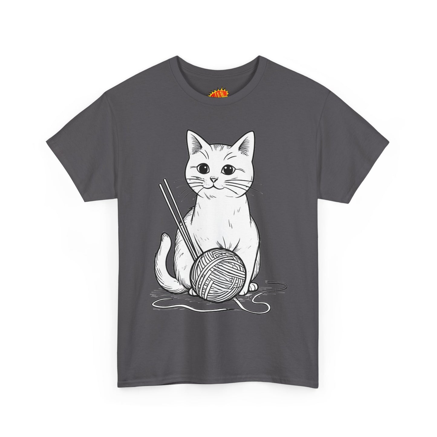 White Cat w/Yarn Ball Art Tee Shirt *Multiple Colors*