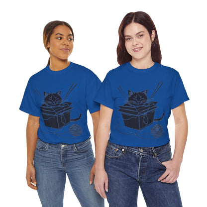 Black Cat w/Box + Yarn Ball Art Drawing Tee Shirt