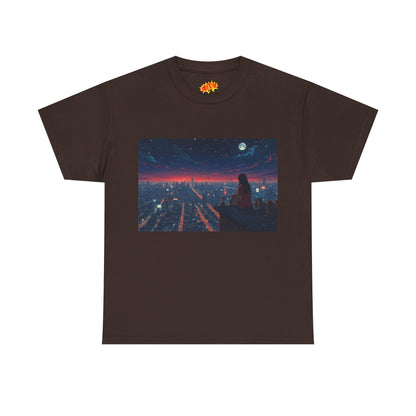 Neon City Anime Night Scene w/Cats T-Shirt