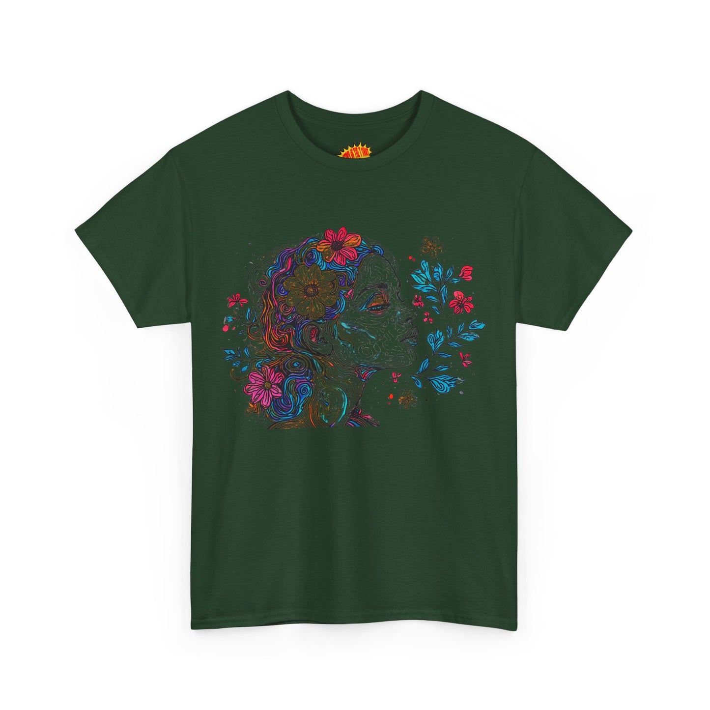 Multicolor Line Drawing Human Graphic Flower Art Tee Shirt *Multiple Colors*