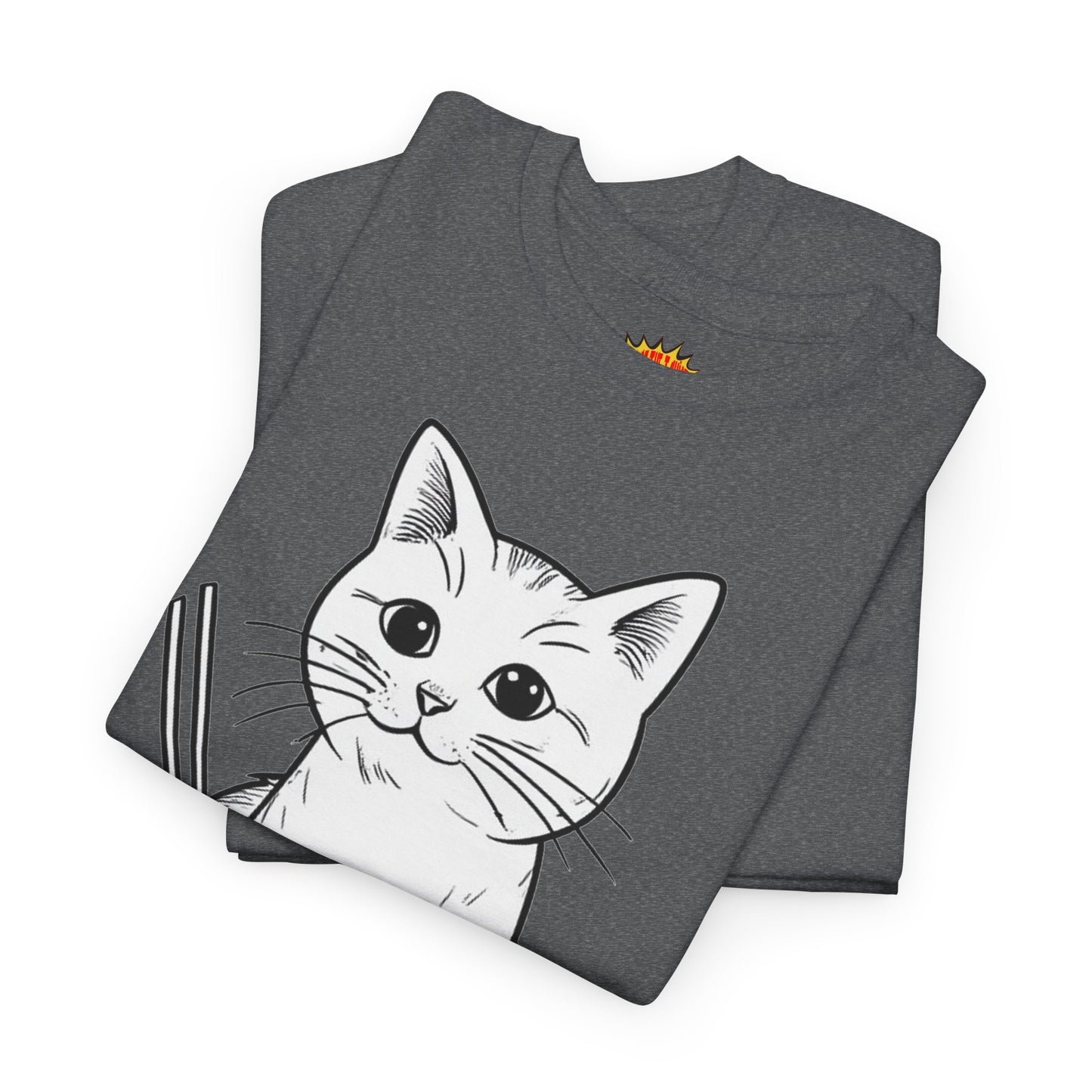 White Cat w/Yarn Ball Art Tee Shirt *Multiple Colors*