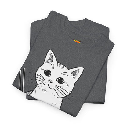 White Cat w/Yarn Ball Art Tee Shirt