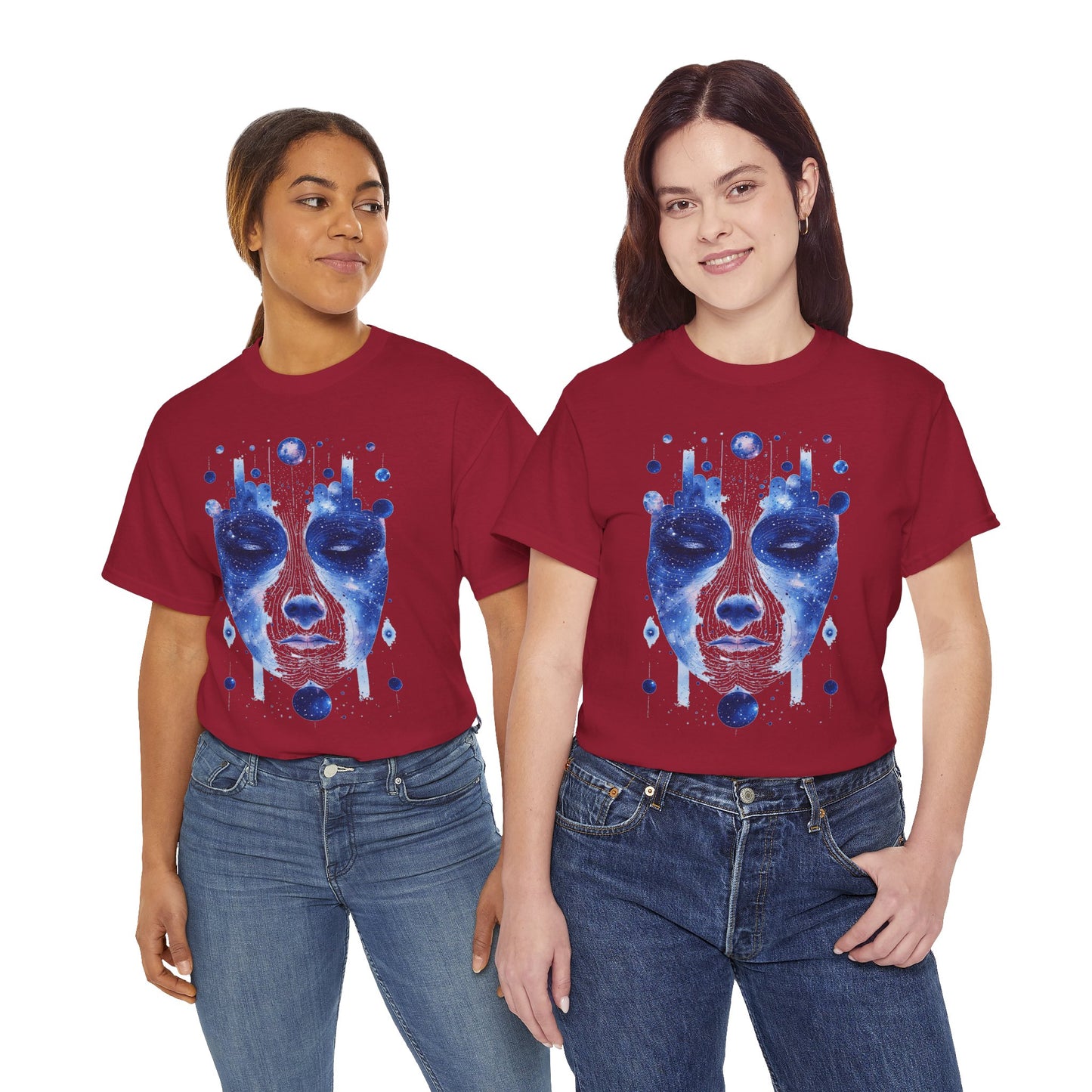 Cosmic Face Galaxy Graphic Space Art Tee Shirt *Multiple Colors*