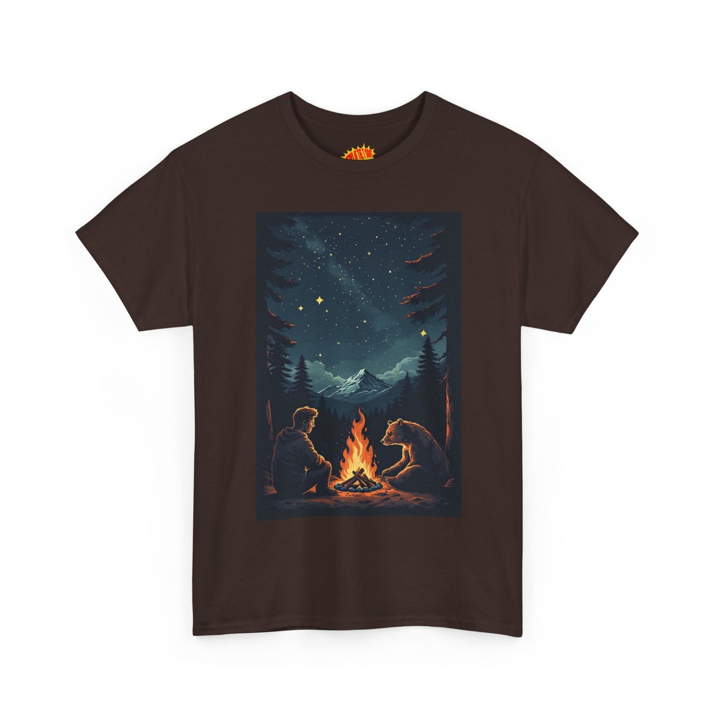 Mountain Man w/Bear Campfire Scene T-Shirt *Multiple Colors*
