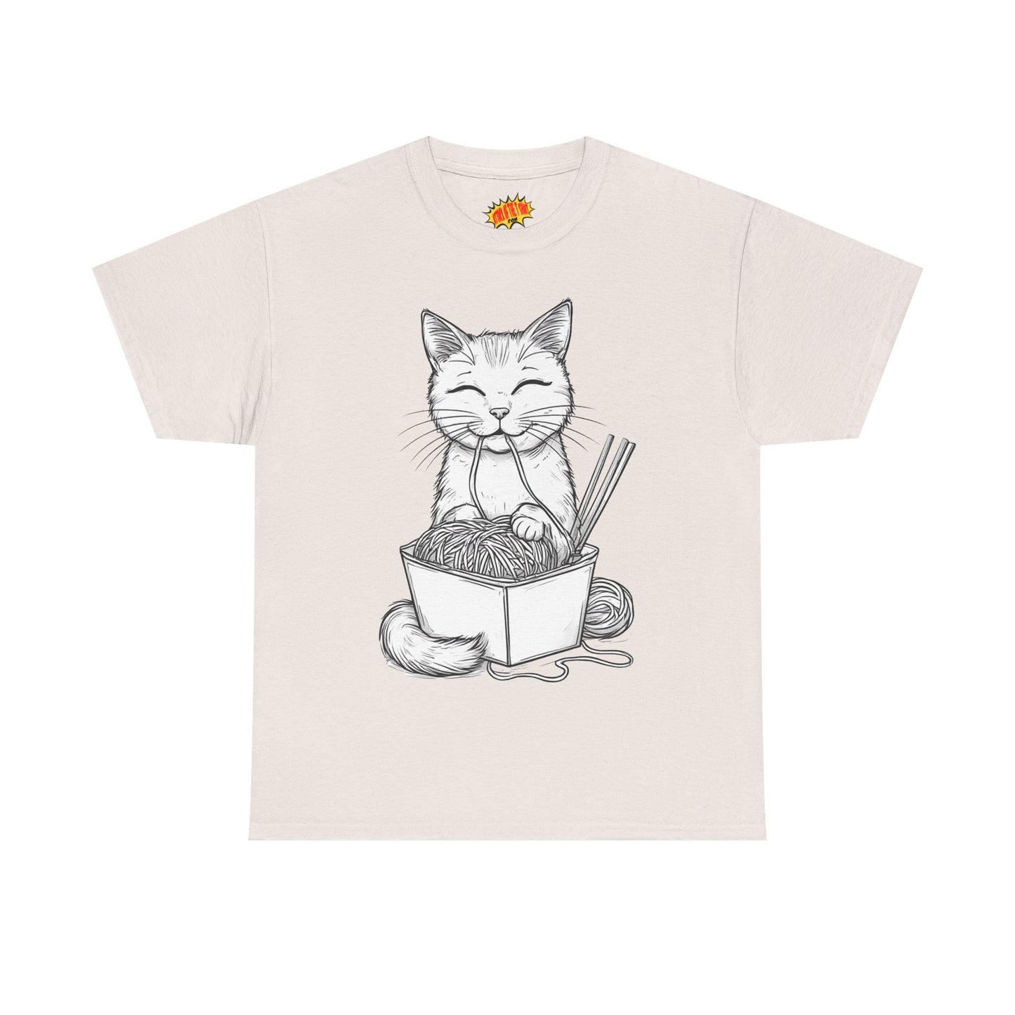 Cat w/Noodles Drawing Art Tee Shirt *Multiple Colors*