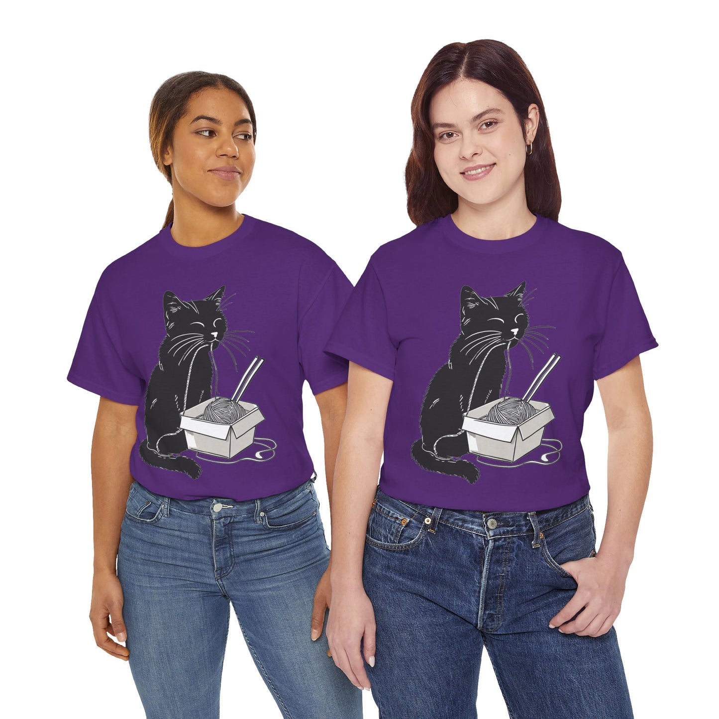 Black Cat w/Noodles Drawing Art Tee Shirt *Multiple Colors*