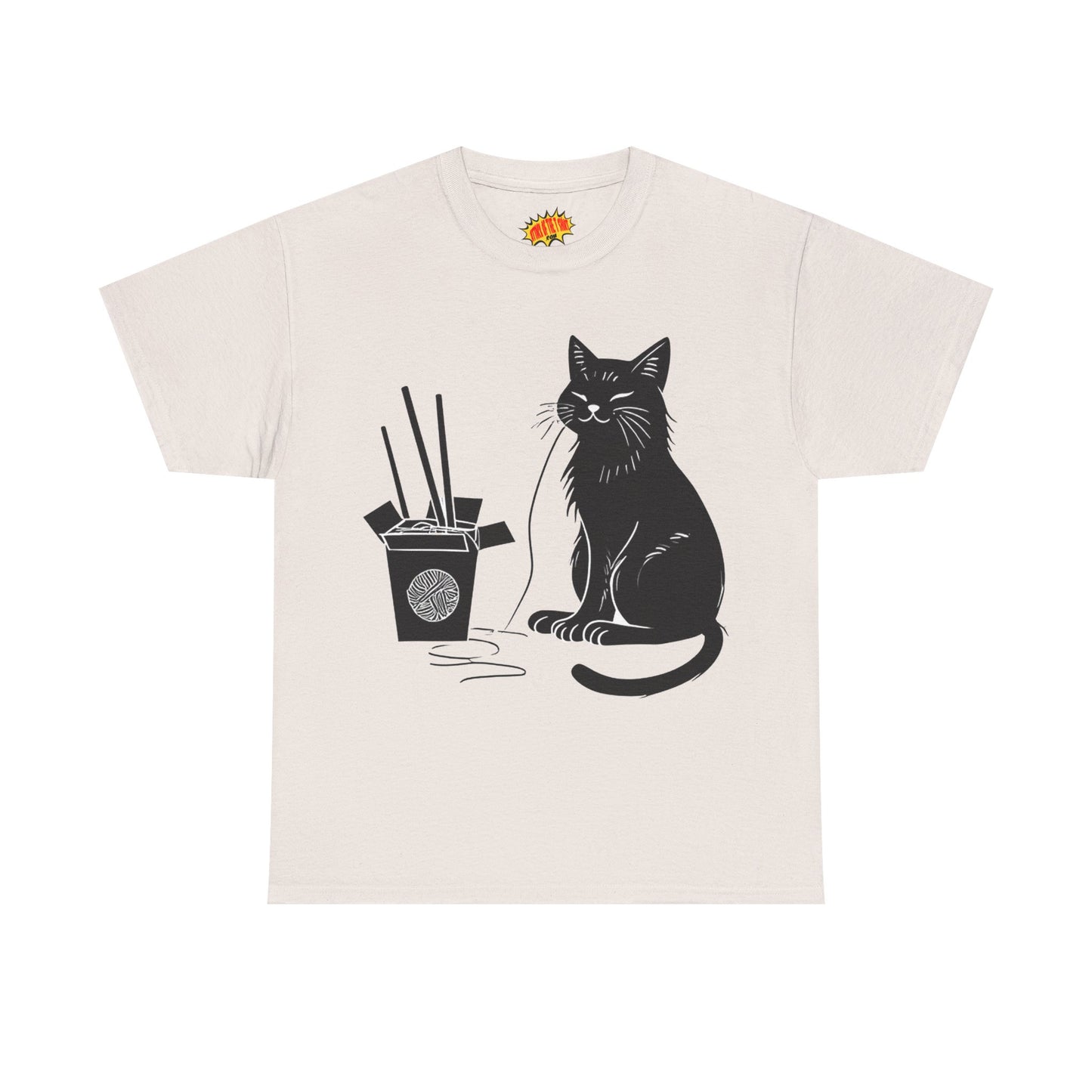 Black Cat w/Takeout Yarn Art Tee Shirt *Multiple Colors*
