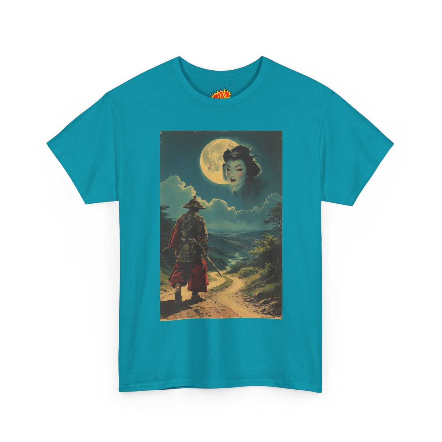 Samurai w/Full Moon Sky Geisha T-Shirt *Multiple Colors*