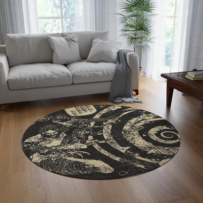 Destruction by Hokusai Print Area Rug - 60in Diameter Round Rug