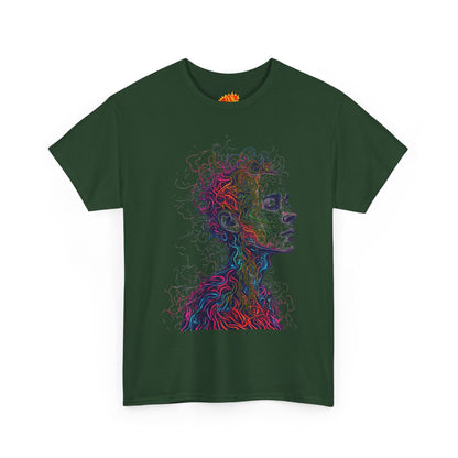 Multicolor Line Drawing Human Graphic Art Tee Shirt