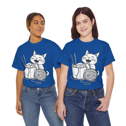 Happy Cat w/Noodles + Yarn Art Tee Shirt