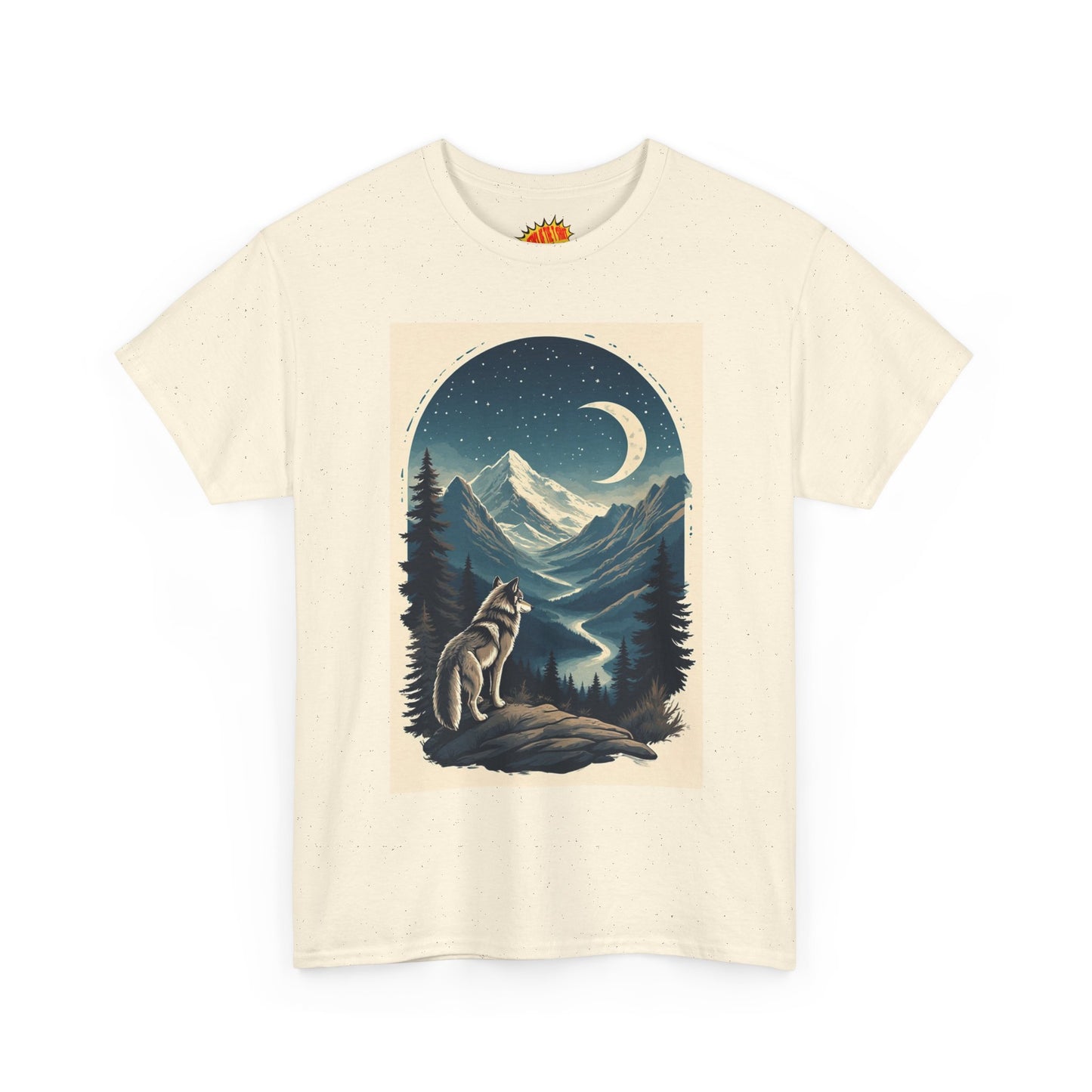 Wolf with Crescent Moon Scene T-Shirt *Multiple Colors*
