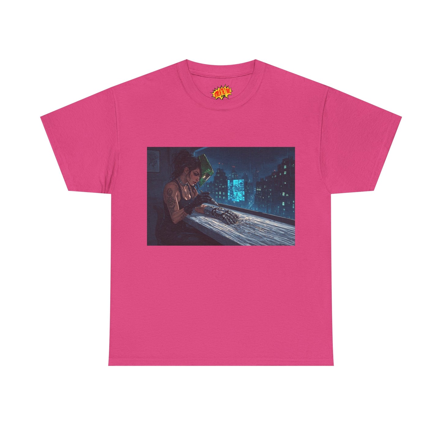 Cyberpunk Women w/Cybernetic Hand Scene T-Shirt *Multiple Colors*