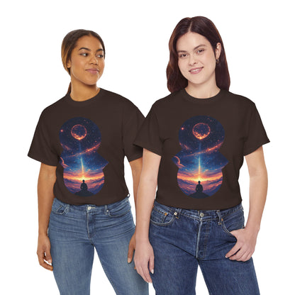 Cosmic Meditation w/Planet Space Graphic Art Tee Shirt