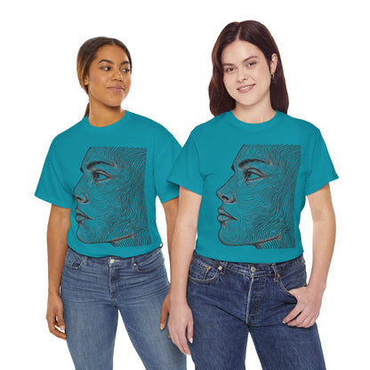Human Face Profile Line Drawing Graphic Art Tee Shirt
