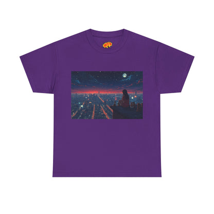 Neon City Anime Night Scene w/Cats T-Shirt