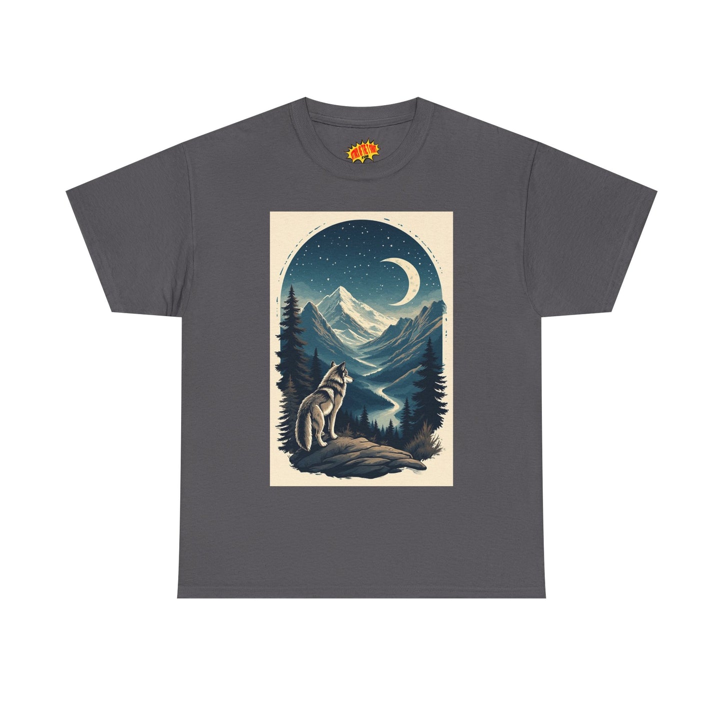 Wolf with Crescent Moon Scene T-Shirt *Multiple Colors*
