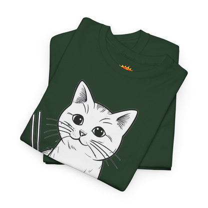 White Cat w/Yarn Ball Art Tee Shirt