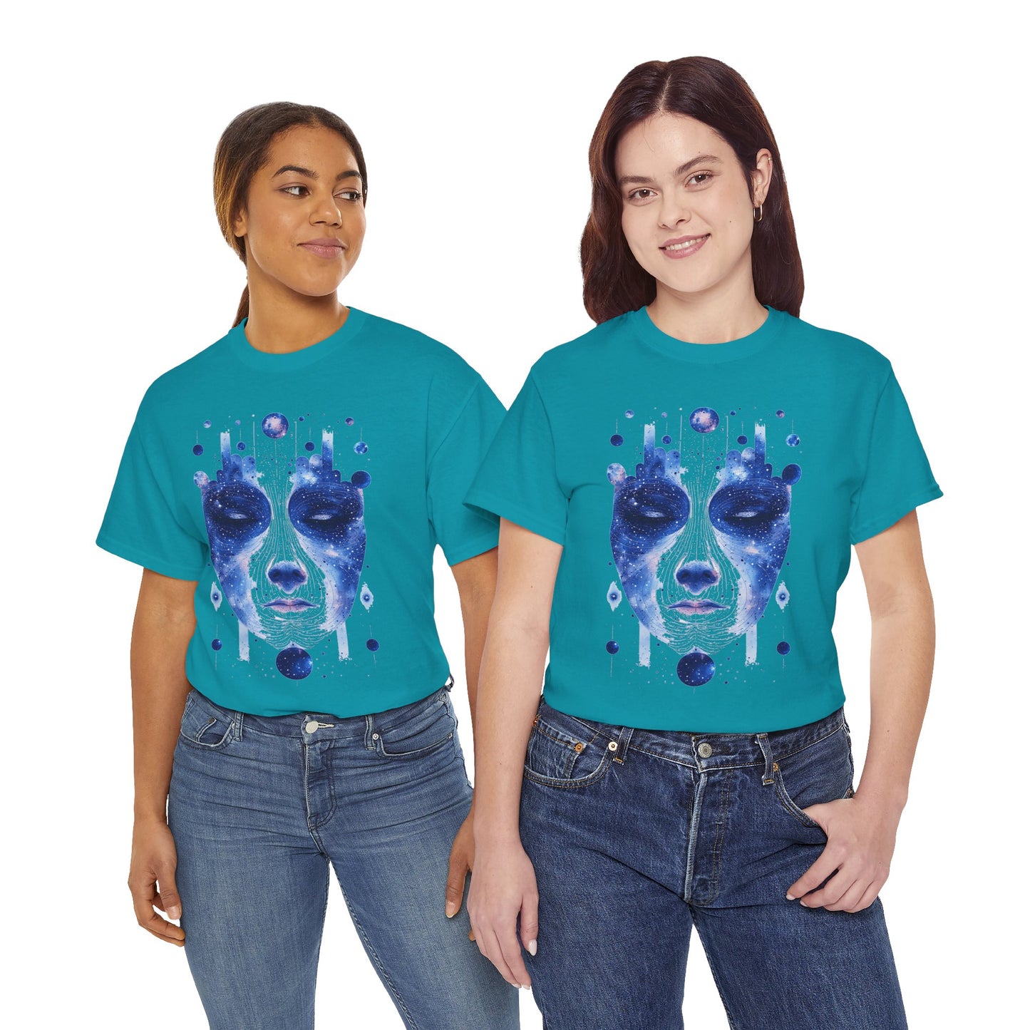 Cosmic Face Galaxy Graphic Space Art Tee Shirt *Multiple Colors*