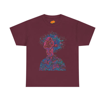 Line Drawing Multicolor Human Graphic Art Tee Shirt