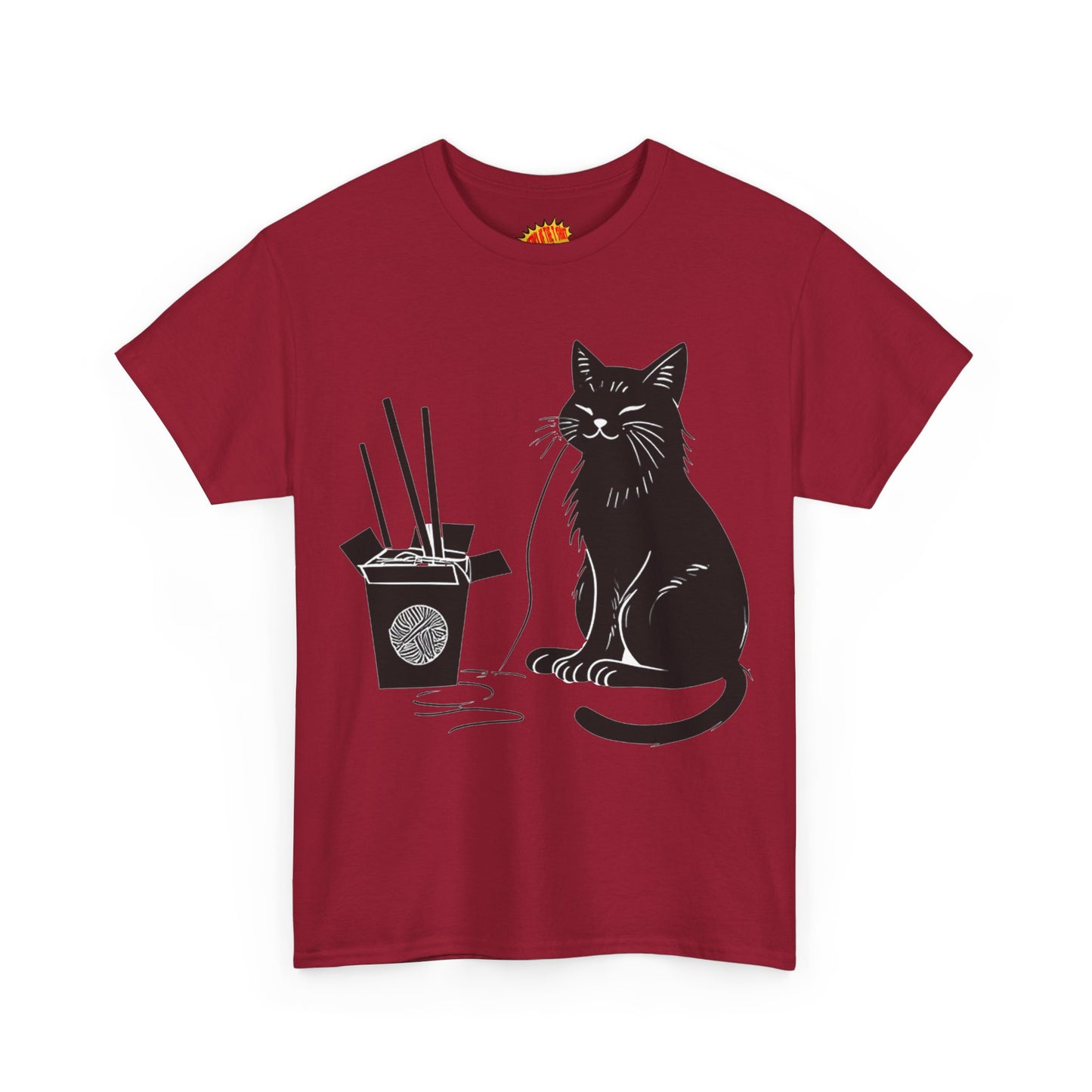 Black Cat w/Takeout Yarn Art Tee Shirt *Multiple Colors*