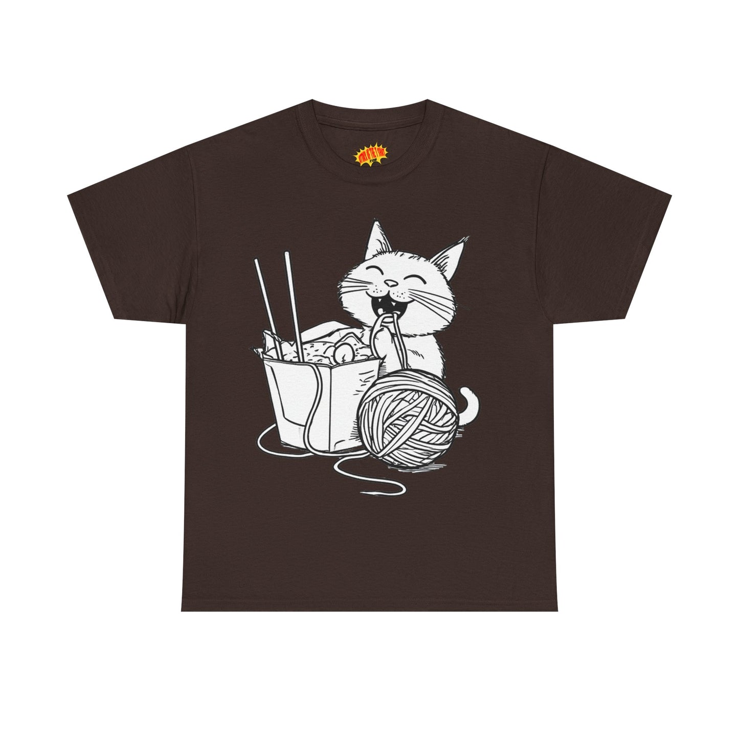 Happy Cat w/Noodles + Yarn Art Tee Shirt *Multiple Colors*