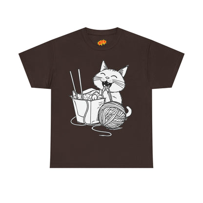Happy Cat w/Noodles + Yarn Art Tee Shirt