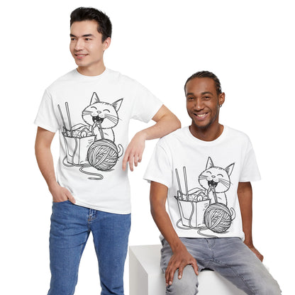 Happy Cat w/Noodles + Yarn Art Tee Shirt