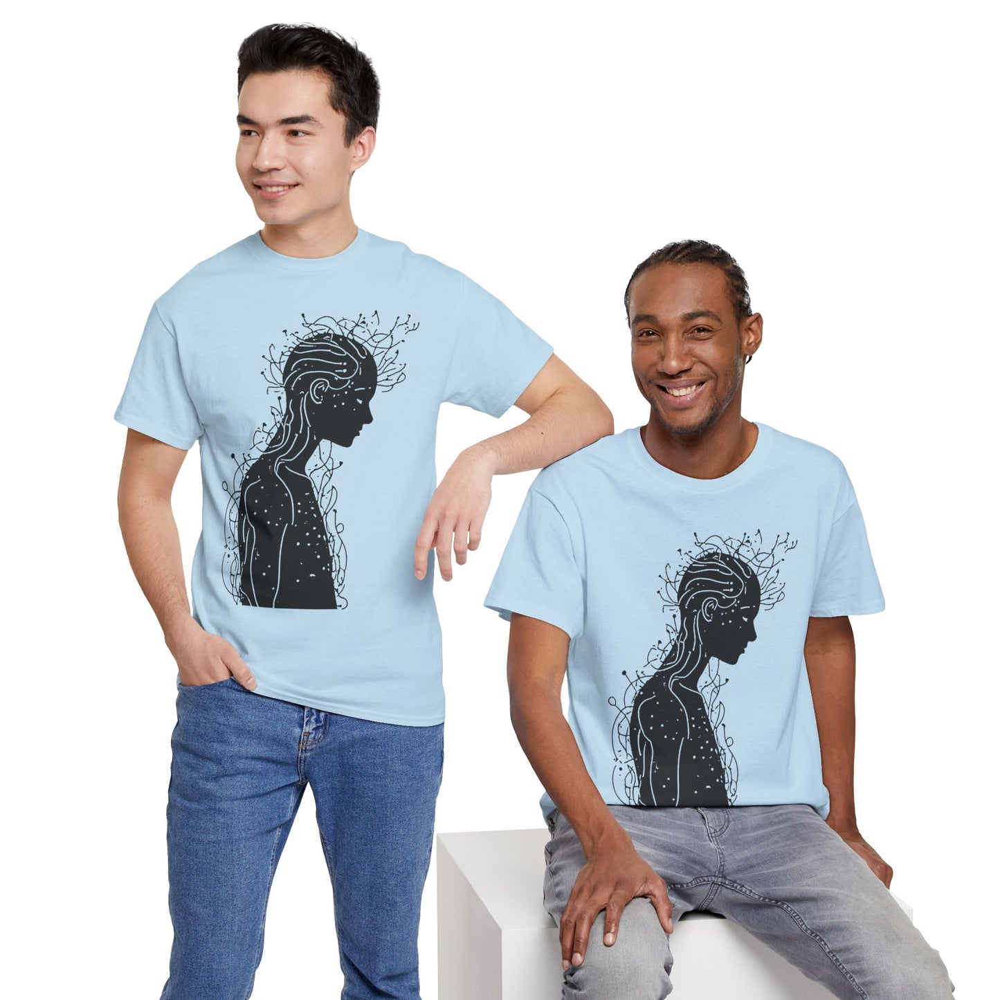 Human Silhouette Line Drawing Graphic Art Tee Shirt *Multiple Colors*