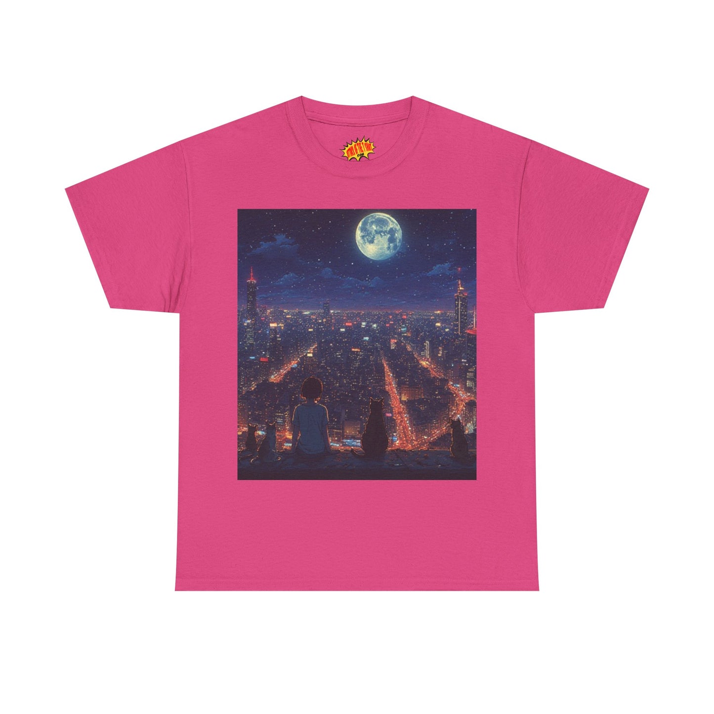 Anime City Neon Night Scene w/Cats T-Shirt *Multiple Colors*