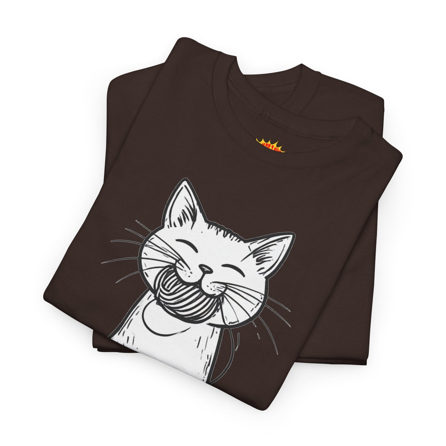 Cat w/Yarn Ball Takeout Art Tee Shirt *Multiple Colors*