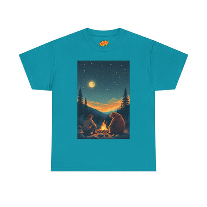Mountain Man w/ Brown Bear Campfire Scene T-Shirt