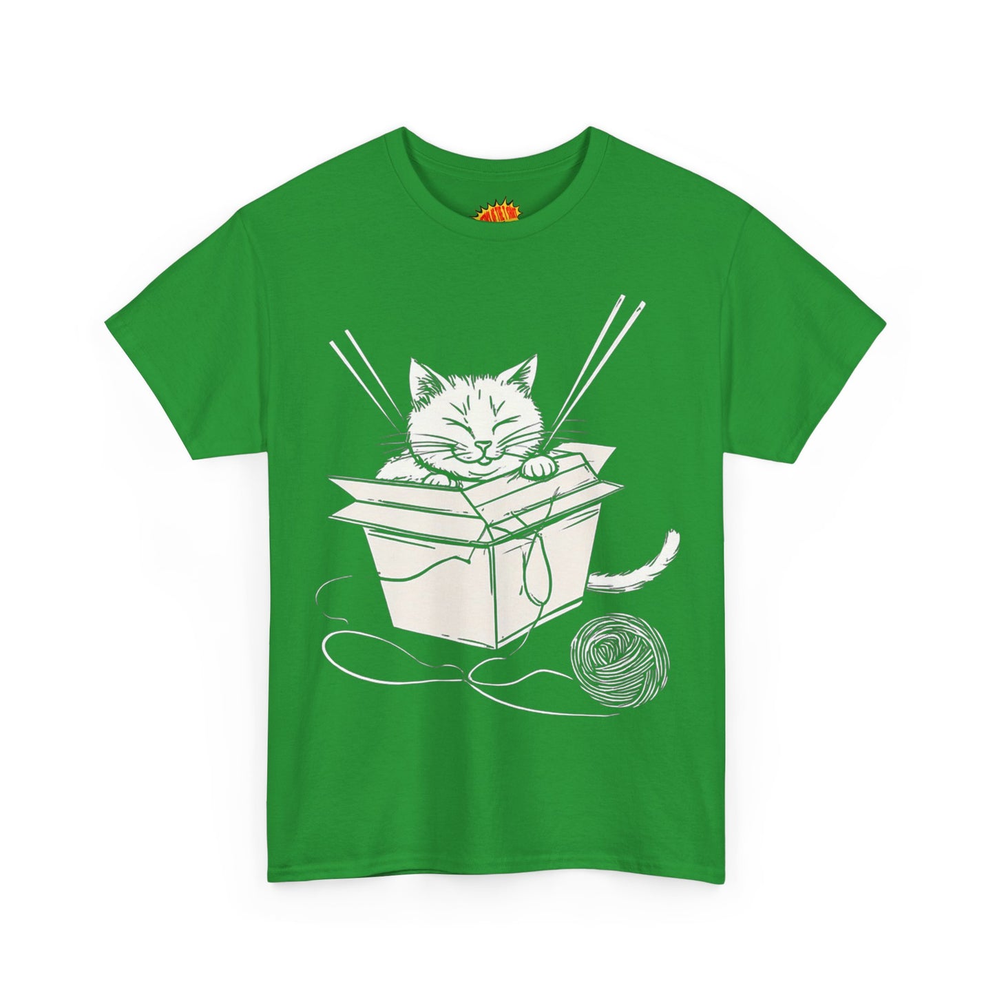 Cat w/Box + Yarn Ball Art Drawing Tee Shirt *Multiple Colors*