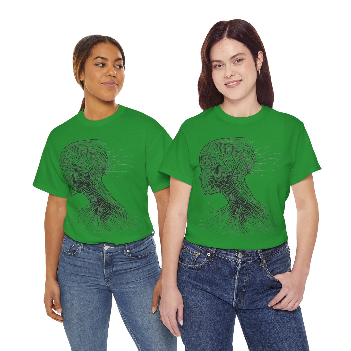 Face Silhouette Line Drawing Graphic Art Tee Shirt *Multiple Colors*