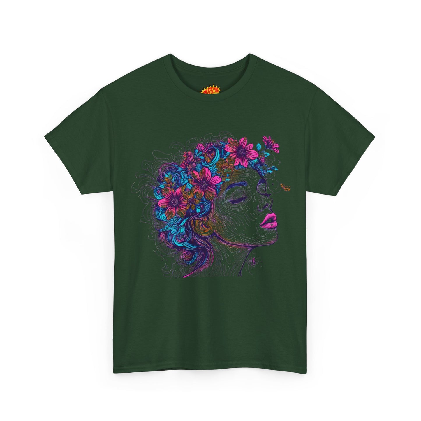 Multicolor Line Drawing Human Flower Graphic Art Tee Shirt *Multiple Colors*